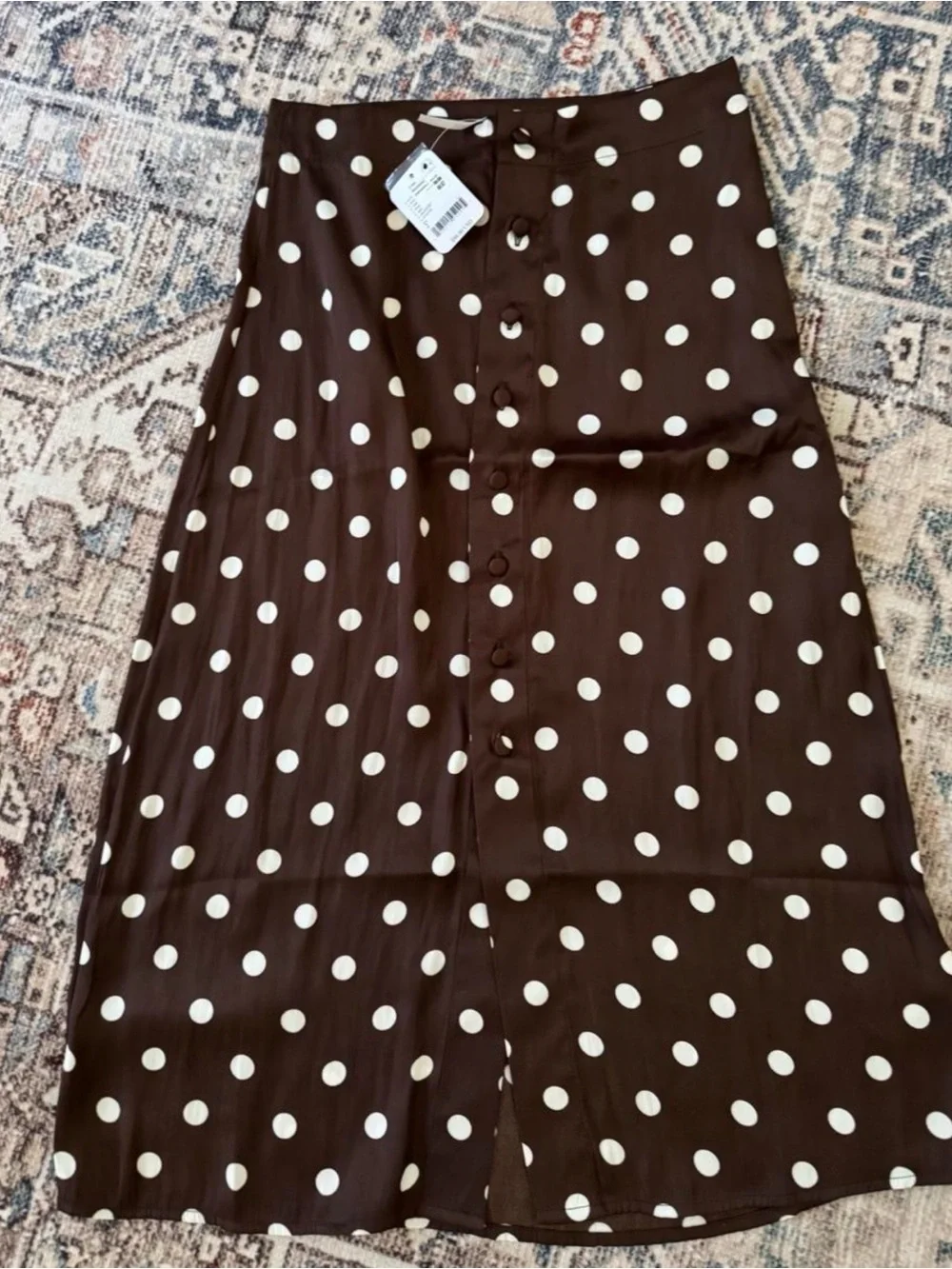 Free People Polka Dot Brown Midi Skirt